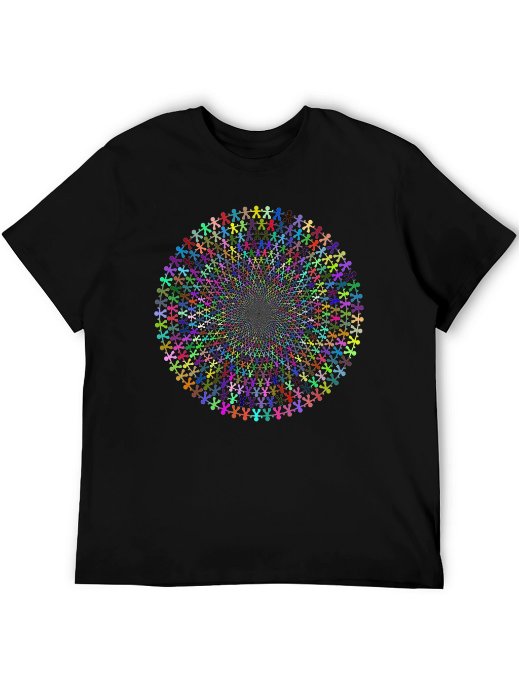 Kaleidoscope People Black Cotton Tee