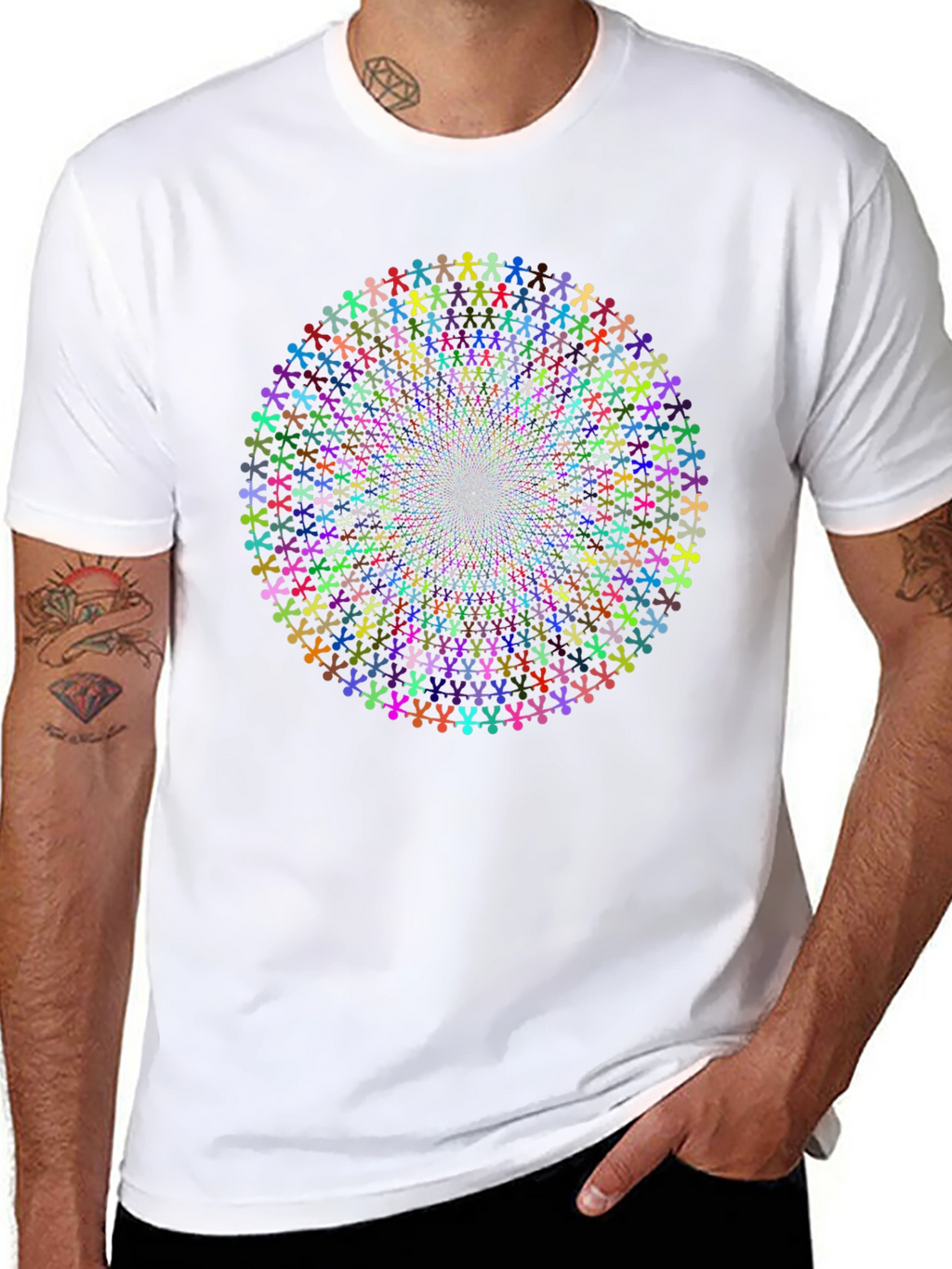Kaleidoscope People Black Cotton Tee