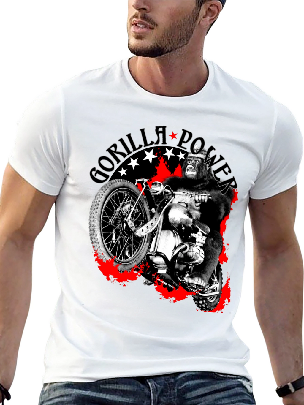 Gorilla Power Motorcycle Graphic T-Shirt