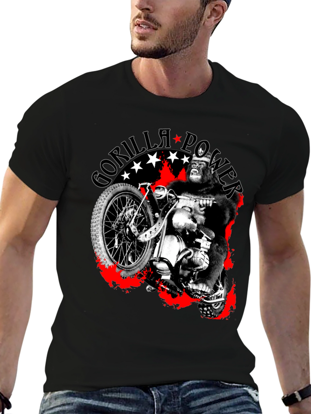 Gorilla Power Motorcycle Graphic T-Shirt