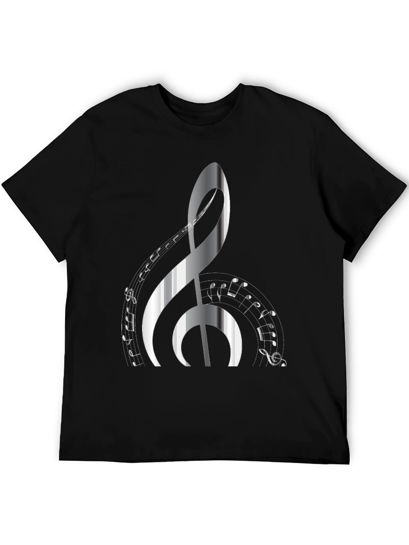 Musical Note Graphic Print Black T-Shirt