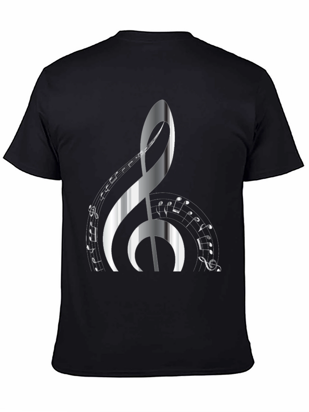 Musical Note Graphic Print Black T-Shirt