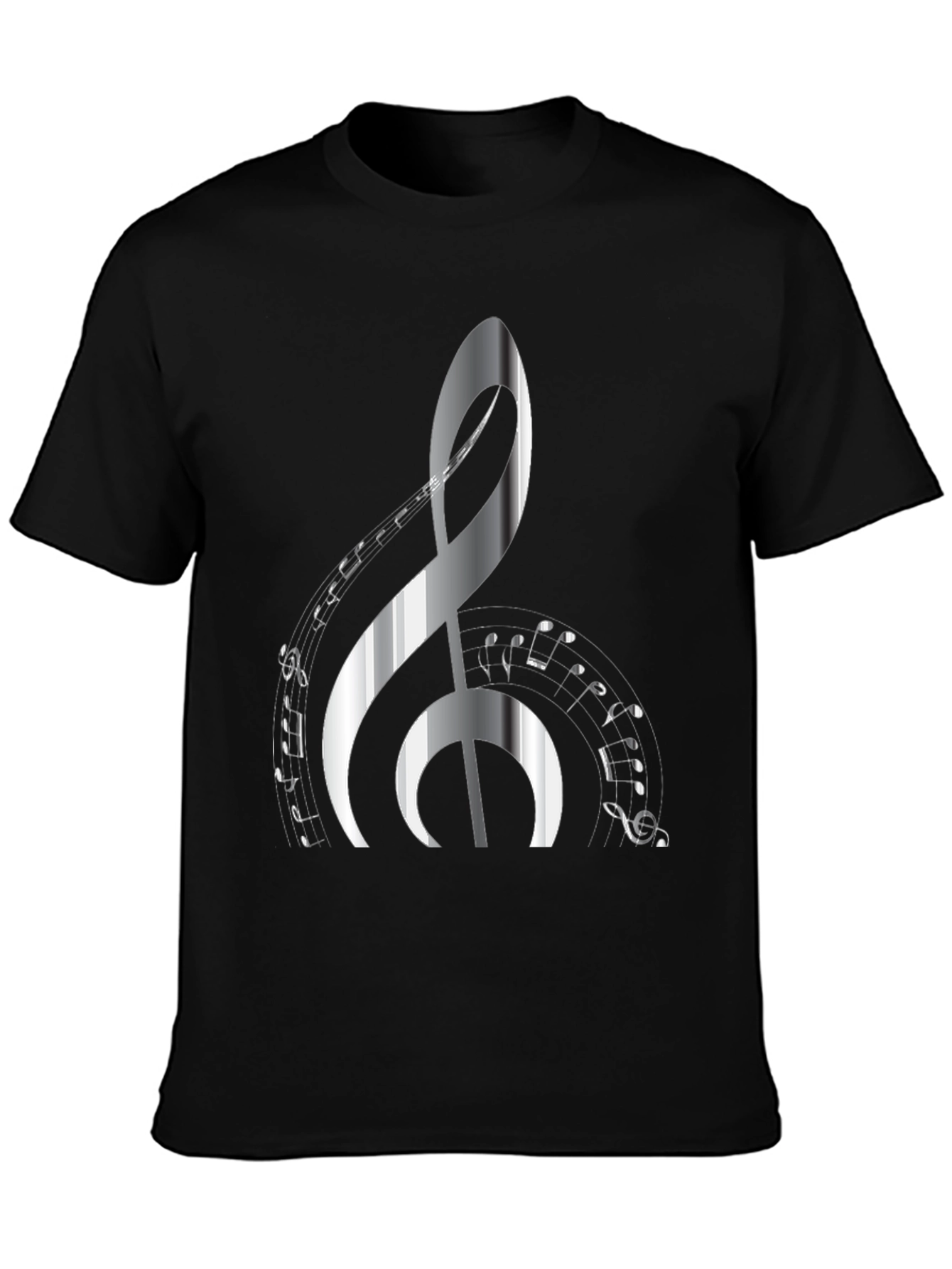 Musical Note Graphic Print Black T-Shirt