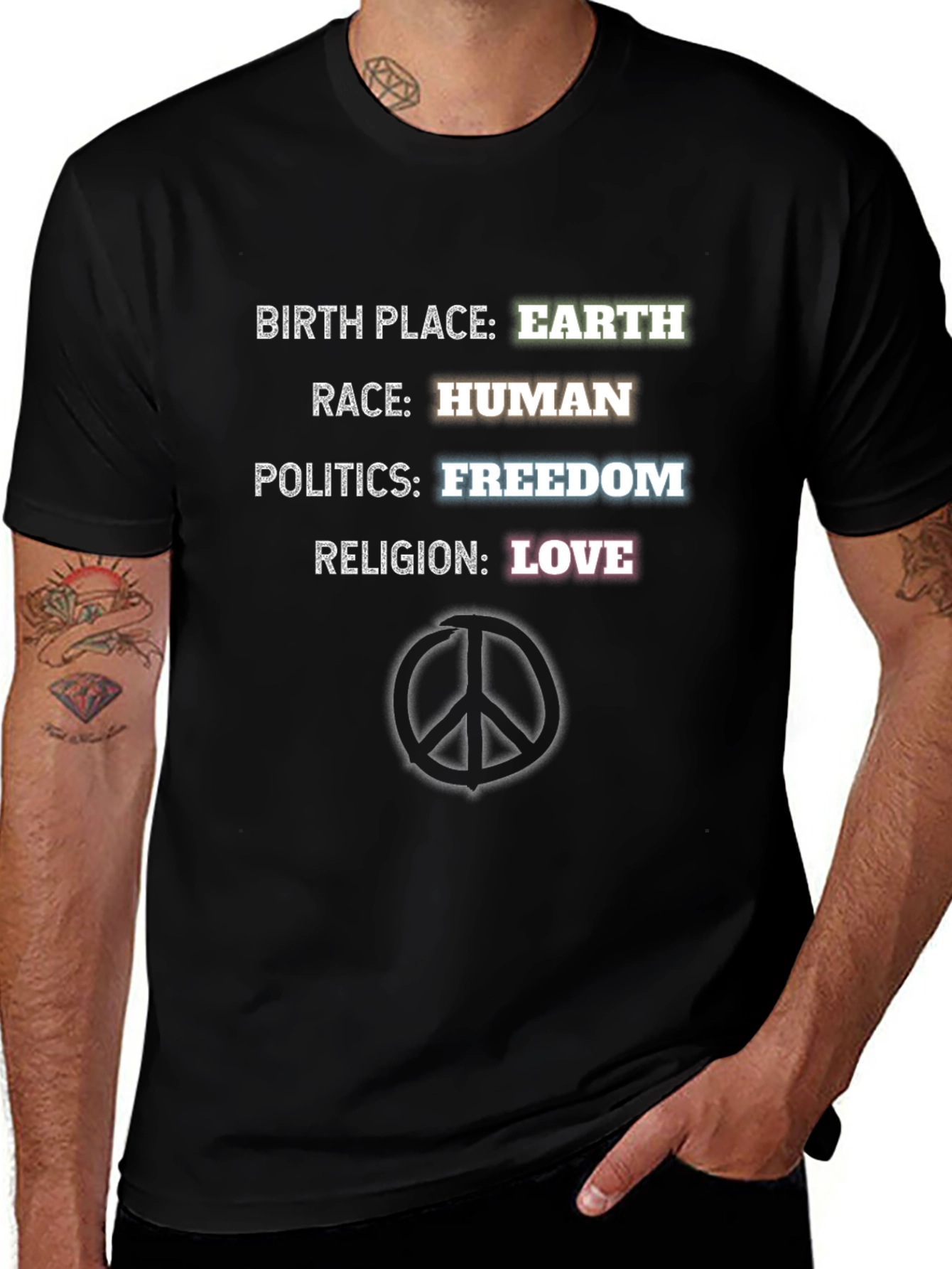 Earth Human Freedom Love T-Shirt Peace Sign