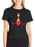 Giraffe Heartbeat Graphic Tee - Love Animals