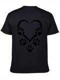 Paw Print Heart Tee - Black Unisex