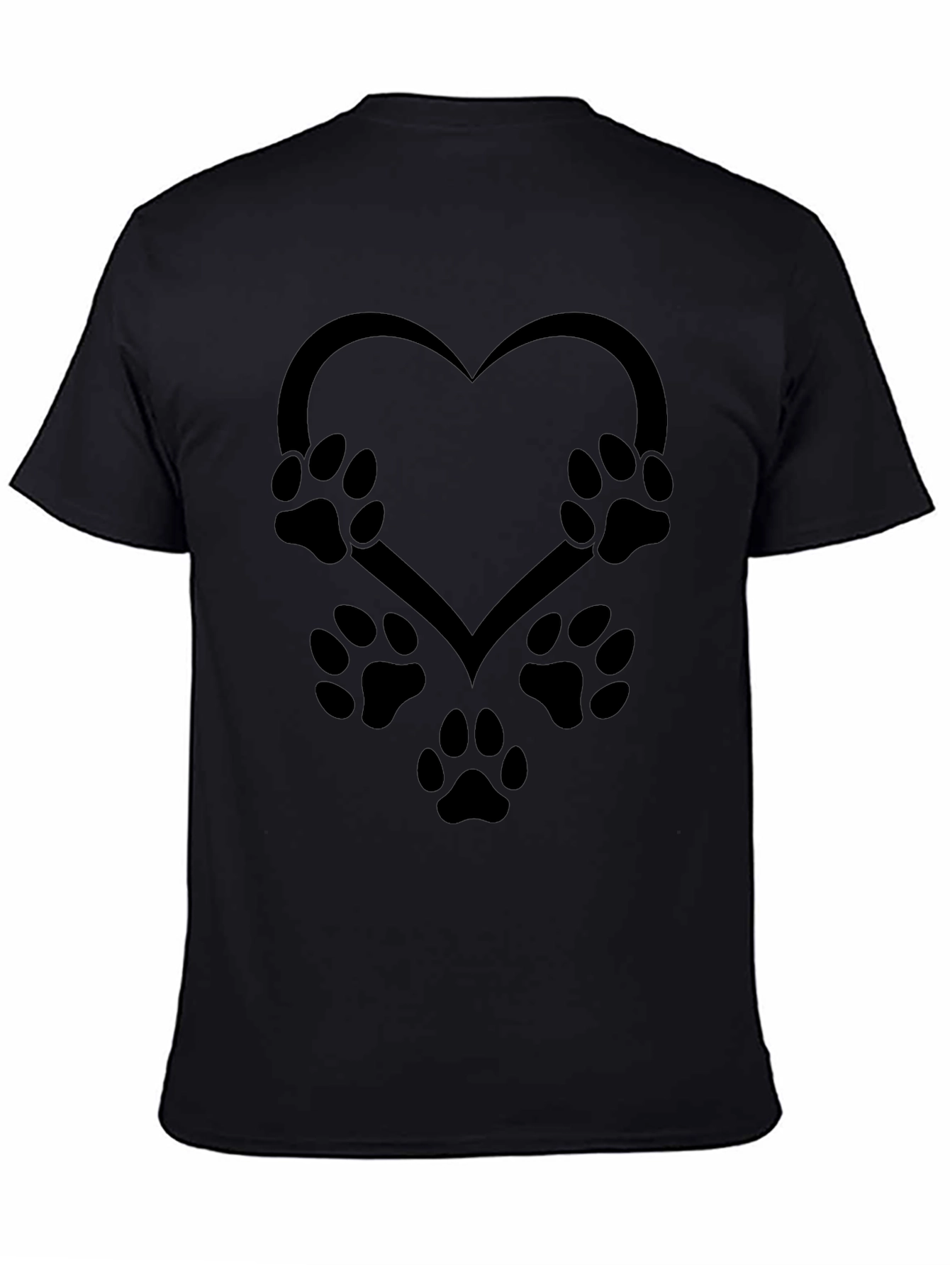 Paw Print Heart Tee - Black Unisex