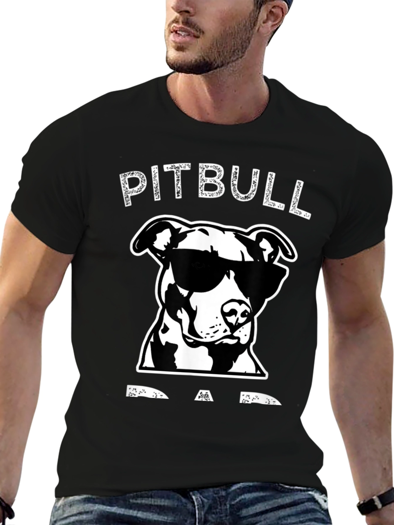 Pitbull Dad Graphic T-Shirt - Black