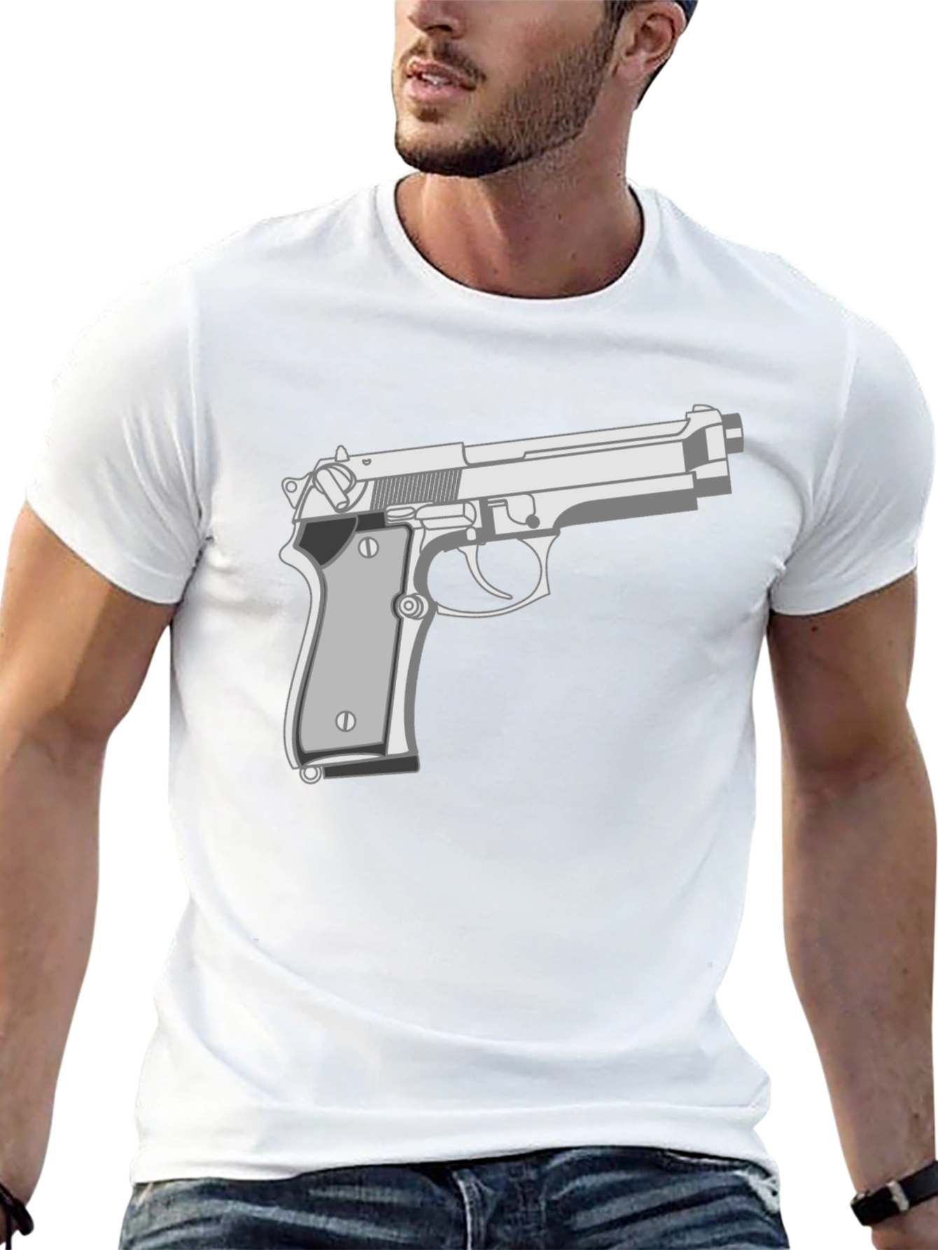 Black Gun Graphic Tee - Edgy Streetwear