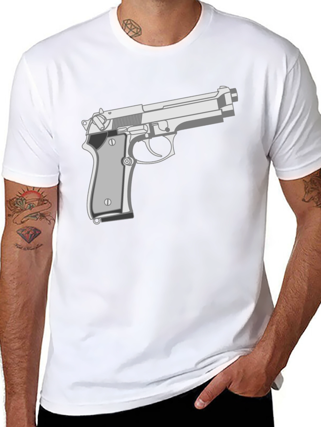 Black Gun Graphic Tee - Edgy Streetwear