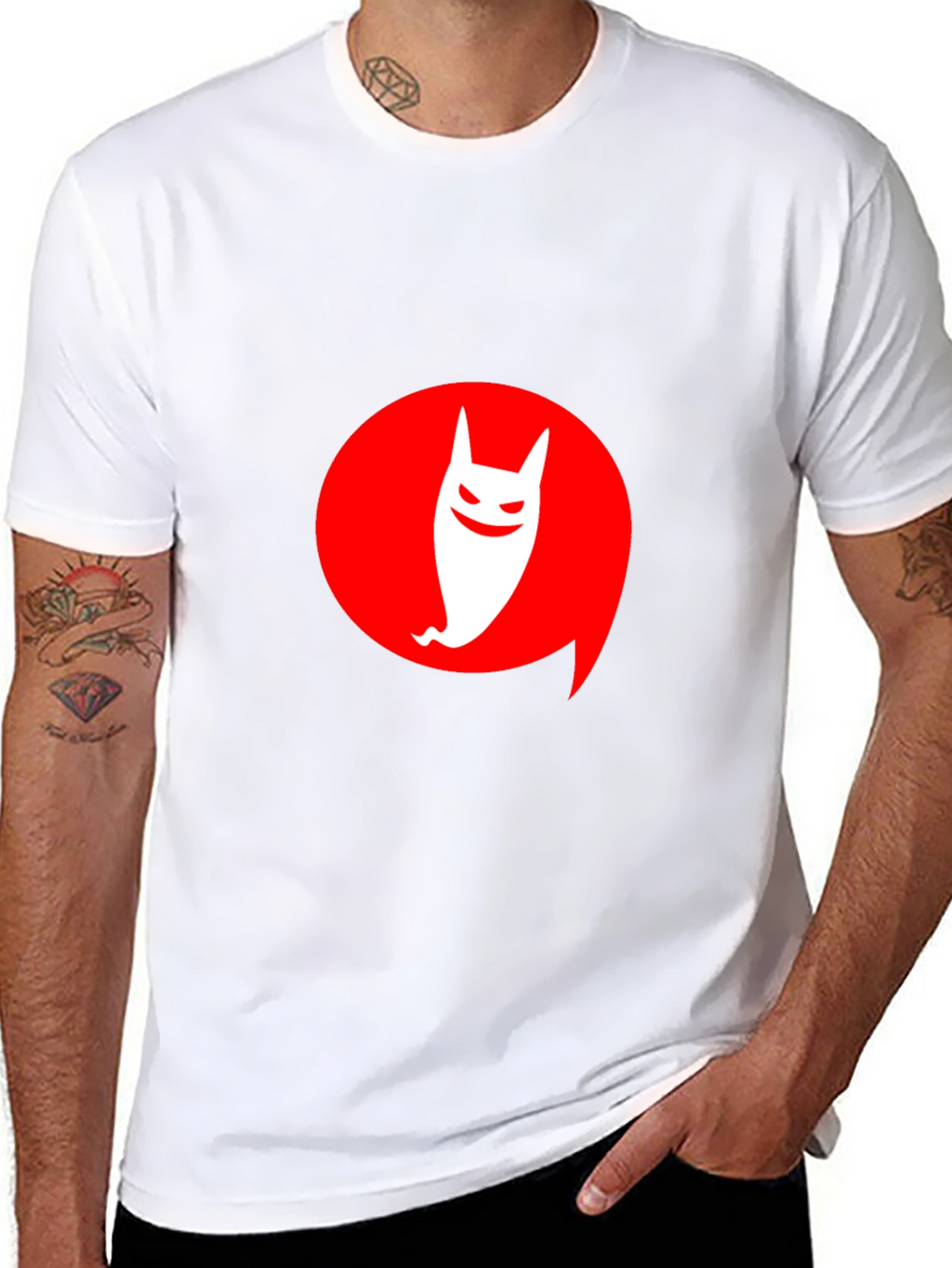 Modern Graphic Tee: Ghost in Red Circle