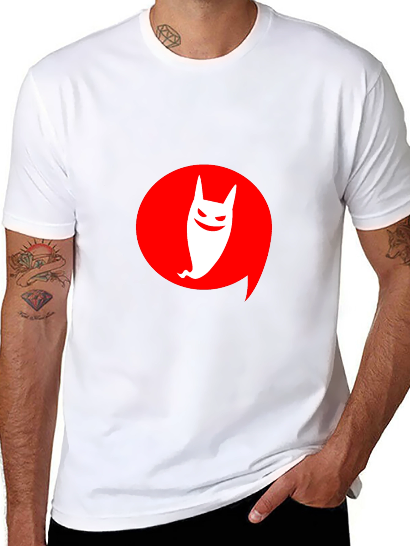 Modern Graphic Tee: Ghost in Red Circle