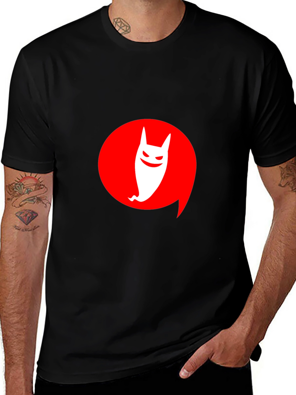 Modern Graphic Tee: Ghost in Red Circle