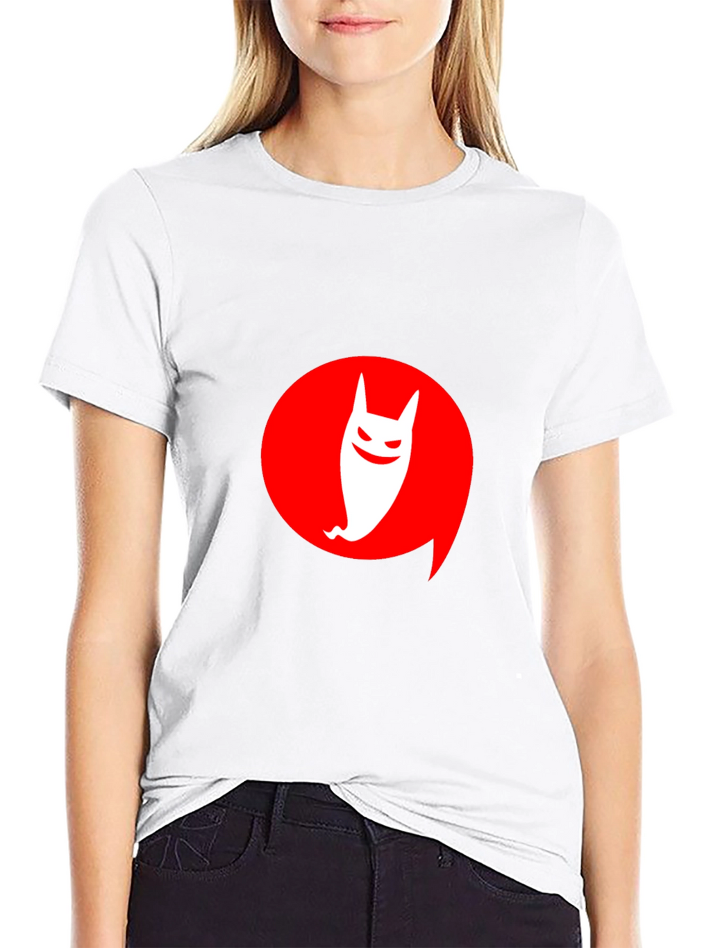 Modern Graphic Tee: Ghost in Red Circle