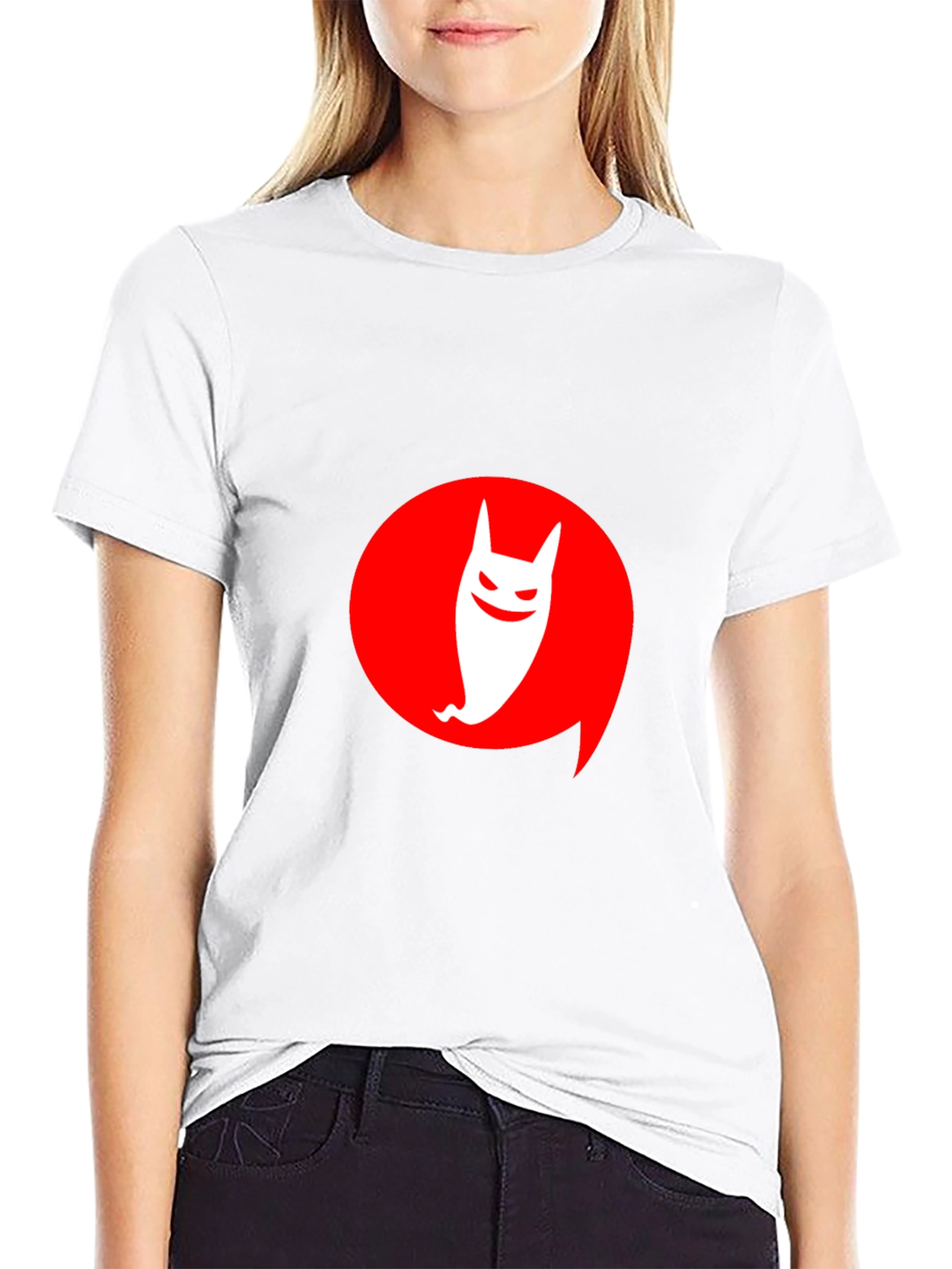 Modern Graphic Tee: Ghost in Red Circle