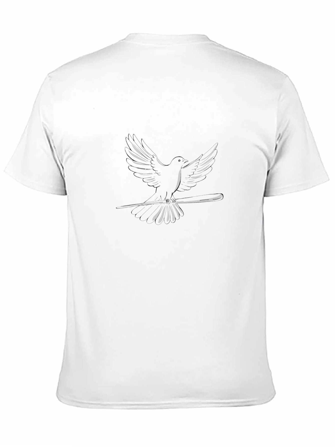 Dove on Branch Graphic Tee - Casual Black T-Shirt