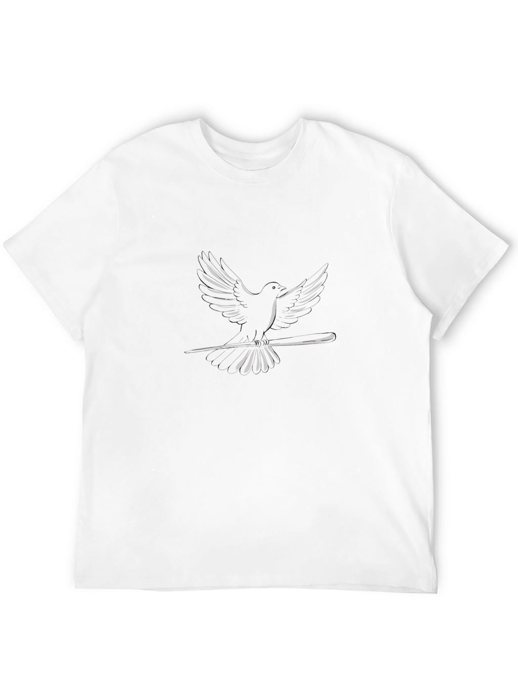 Dove on Branch Graphic Tee - Casual Black T-Shirt