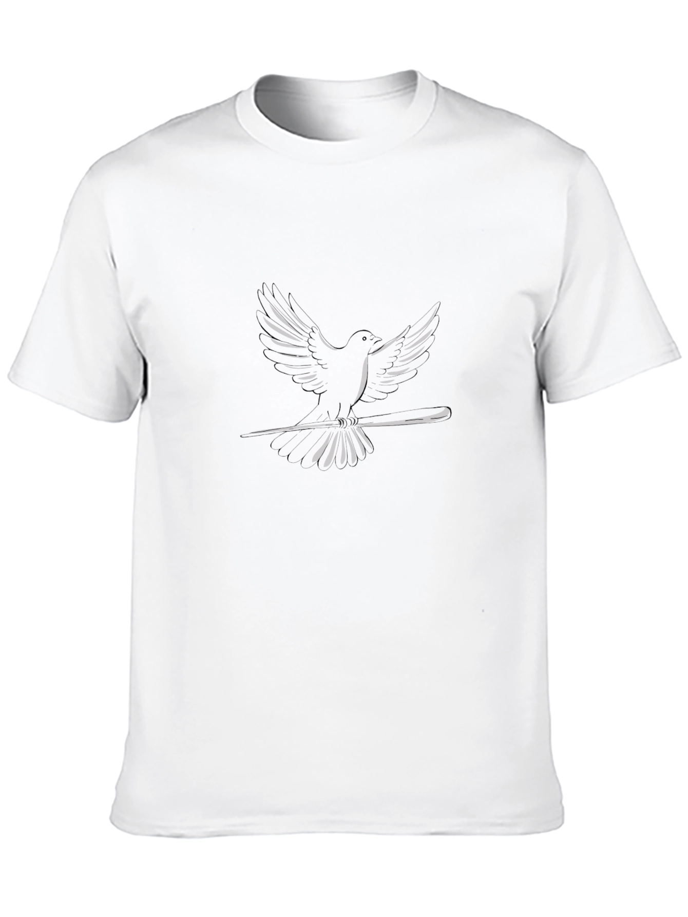 Dove on Branch Graphic Tee - Casual Black T-Shirt