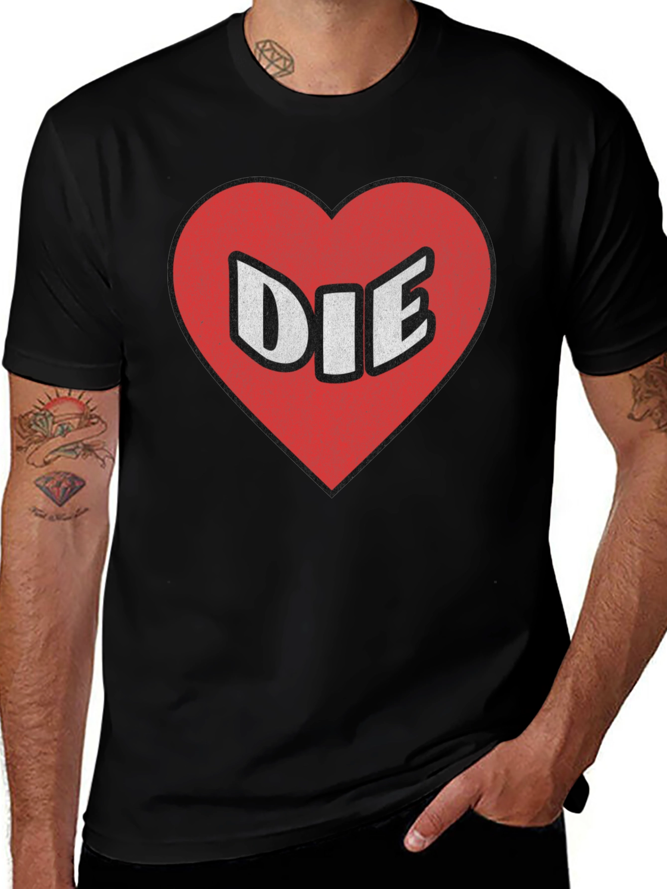 Humorous I Heart Die Graphic Print Tee