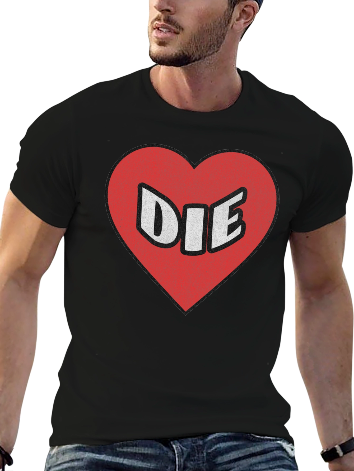 Humorous I Heart Die Graphic Print Tee