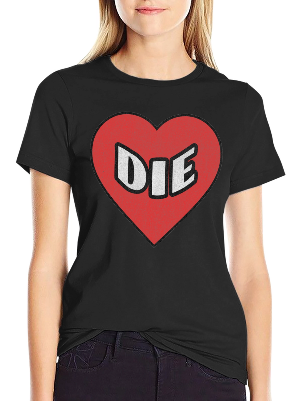Humorous I Heart Die Graphic Print Tee