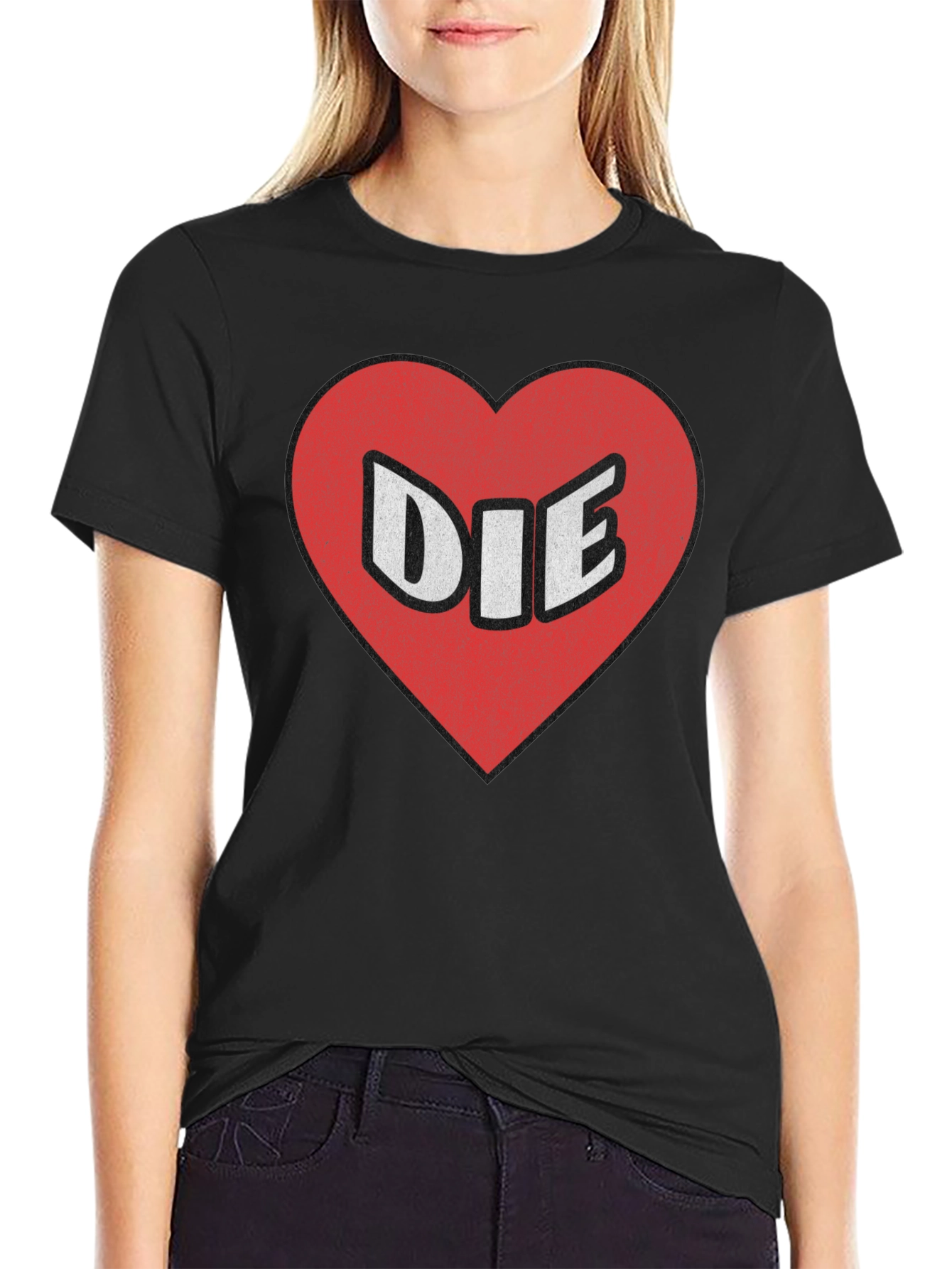 Humorous I Heart Die Graphic Print Tee