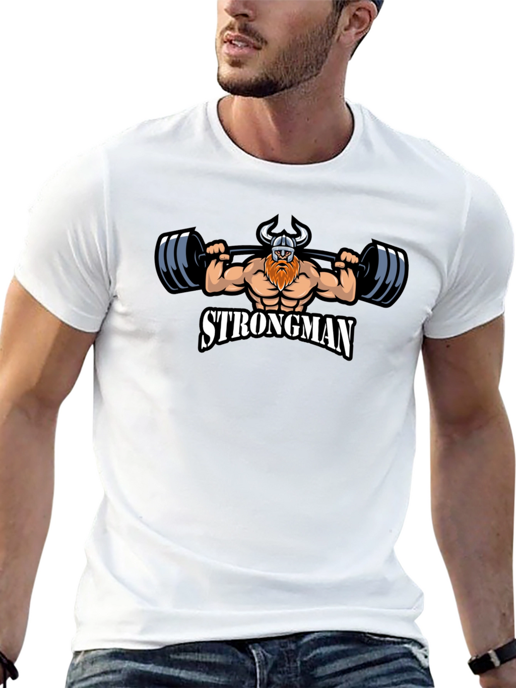 Strongman Viking Graphic Tee - Black Cotton T-Shirt