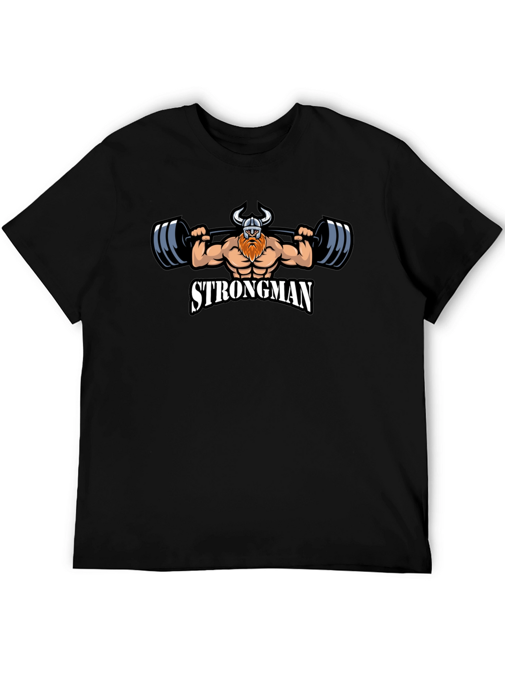 Strongman Viking Graphic Tee - Black Cotton T-Shirt
