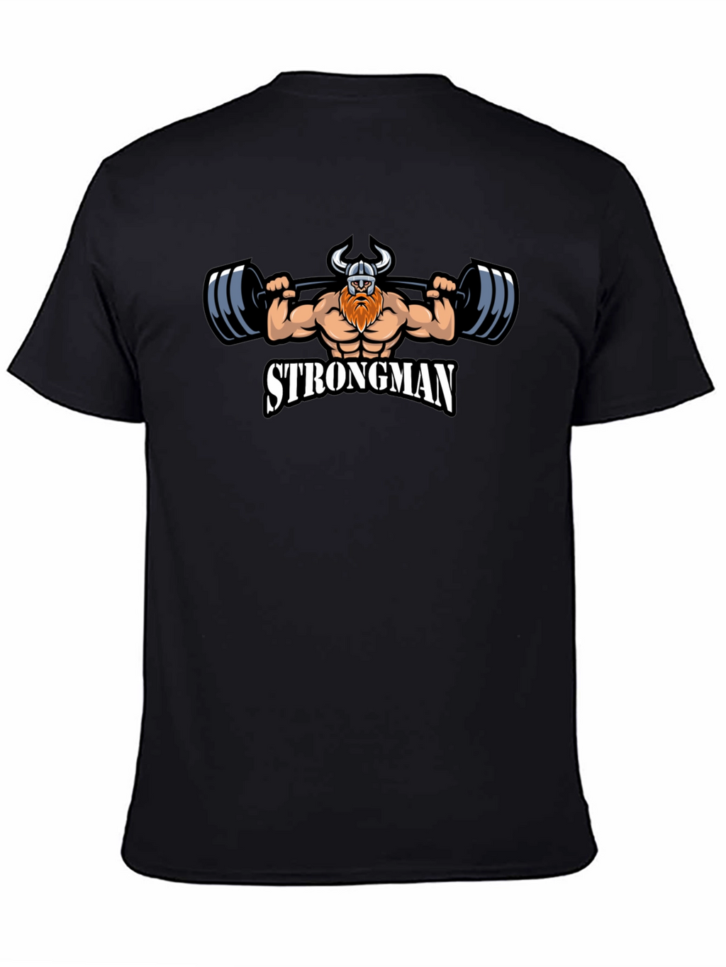 Strongman Viking Graphic Tee - Black Cotton T-Shirt