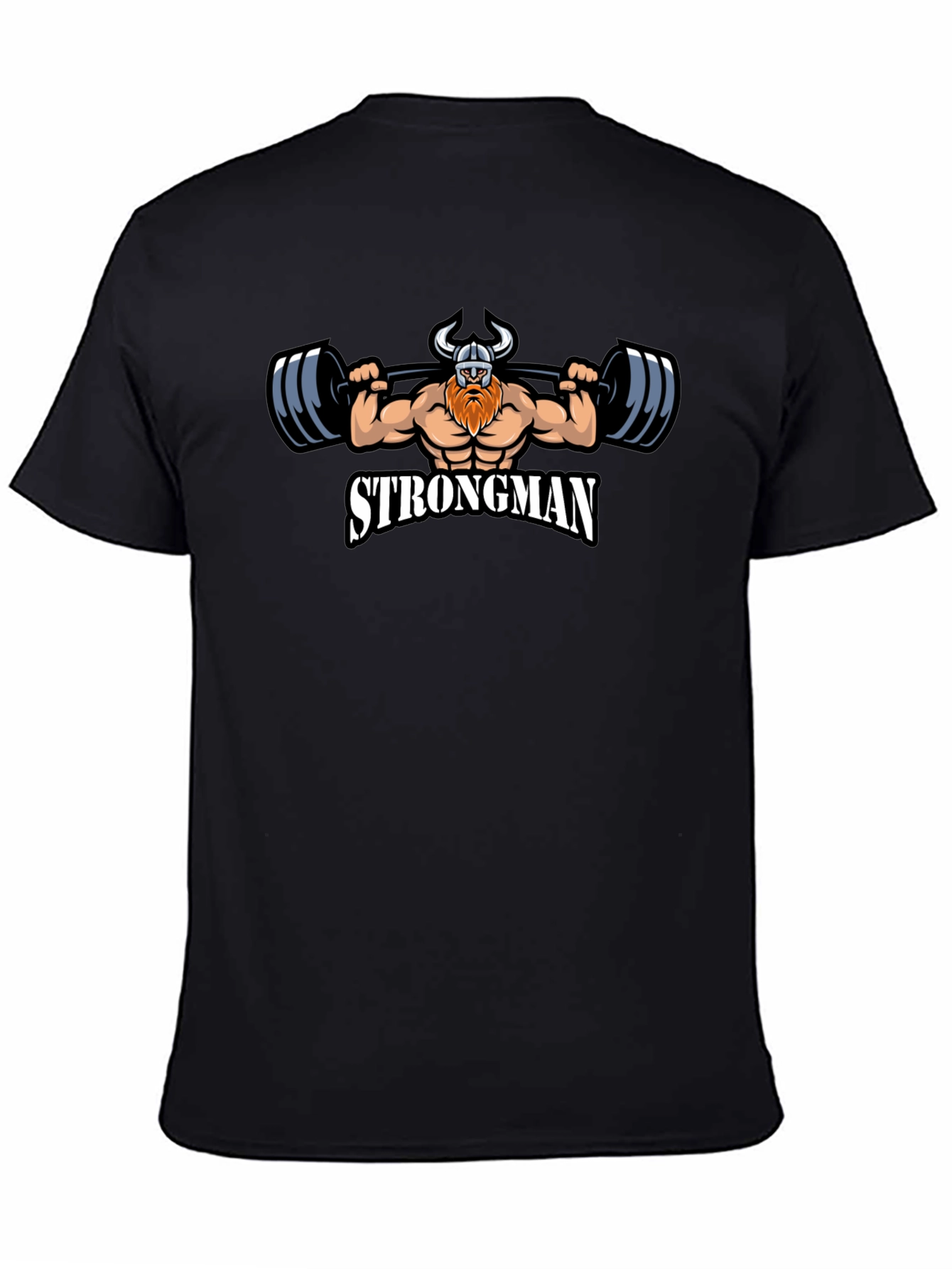 Strongman Viking Graphic Tee - Black Cotton T-Shirt