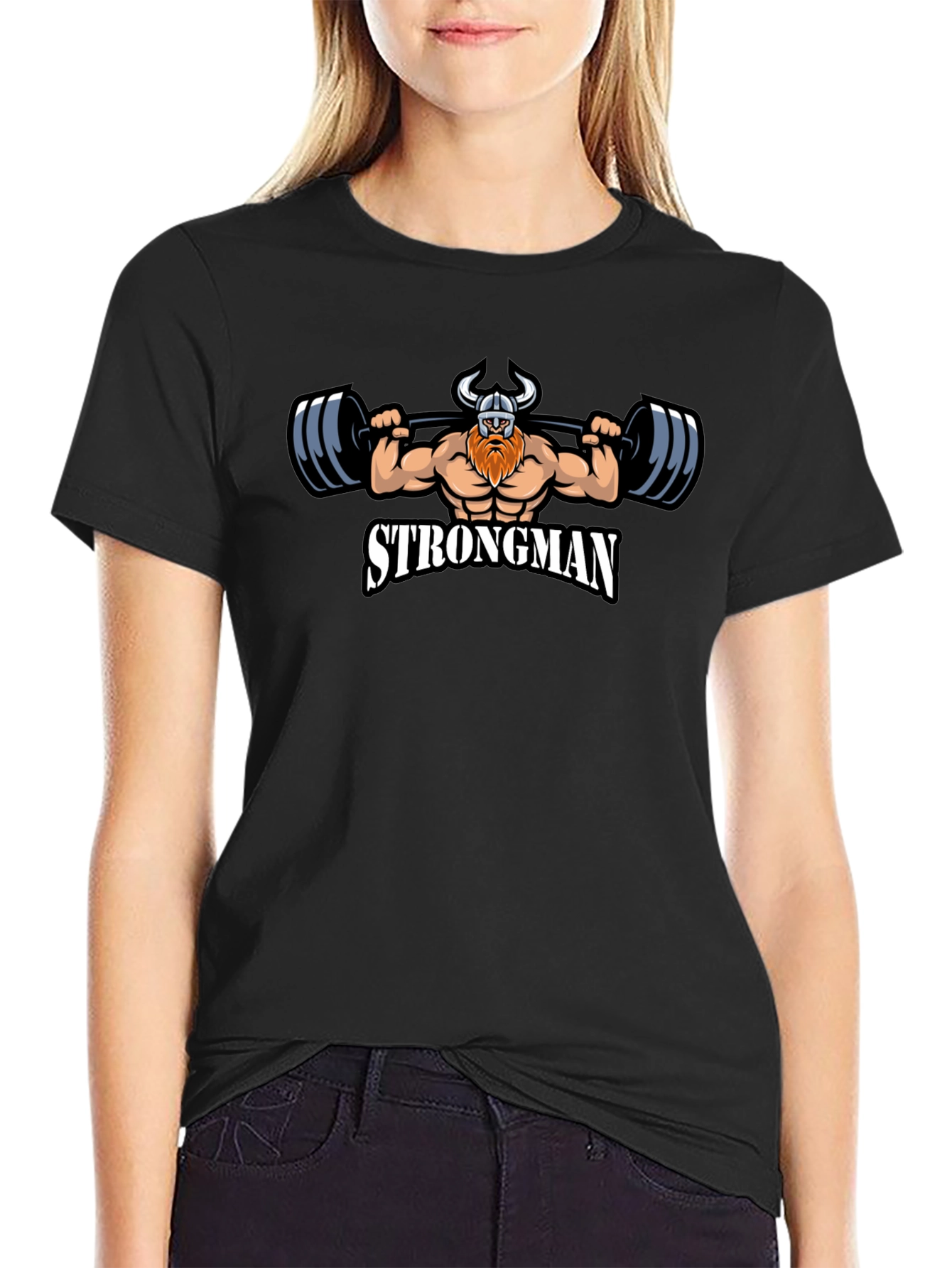Strongman Viking Graphic Tee - Black Cotton T-Shirt
