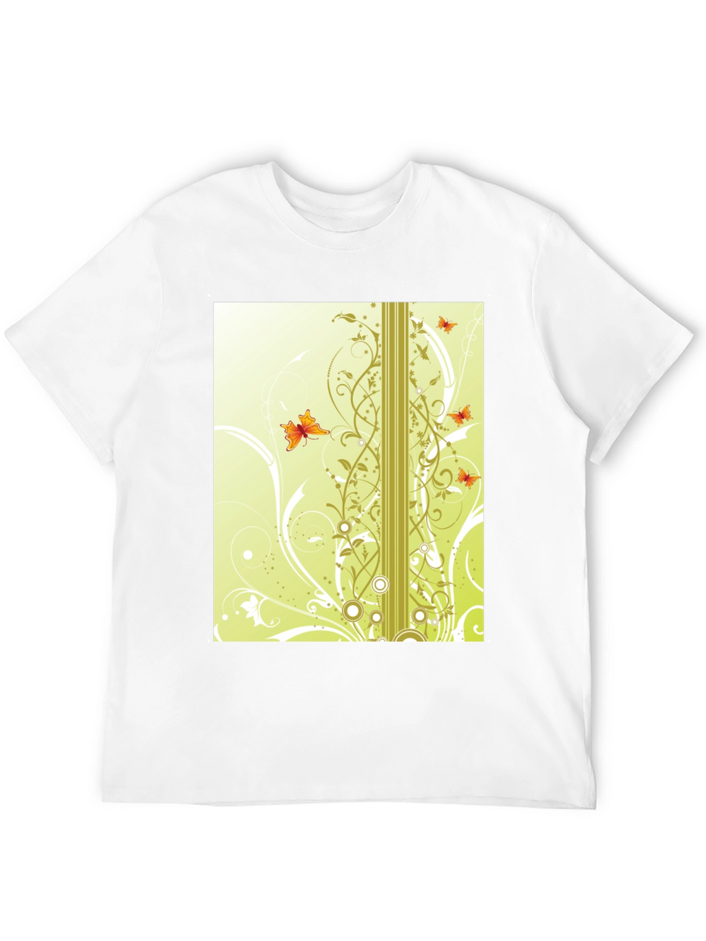 Stylish Black T-Shirt with Butterfly Vine Design