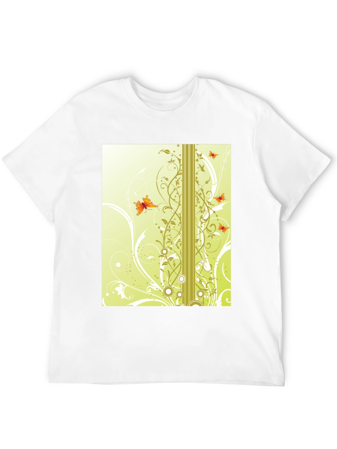 Stylish Black T-Shirt with Butterfly Vine Design