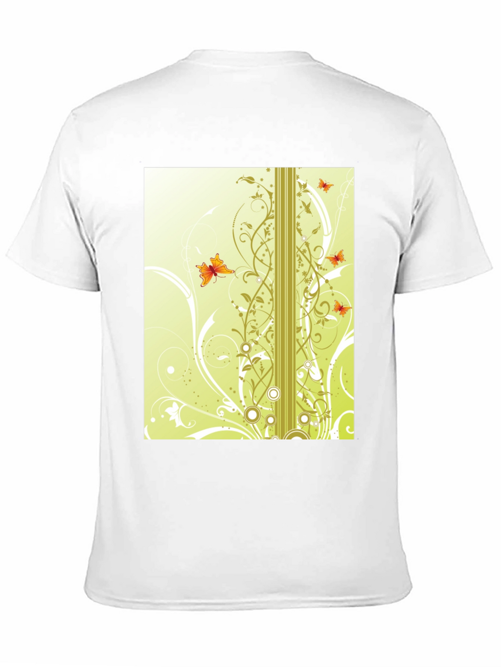 Stylish Black T-Shirt with Butterfly Vine Design