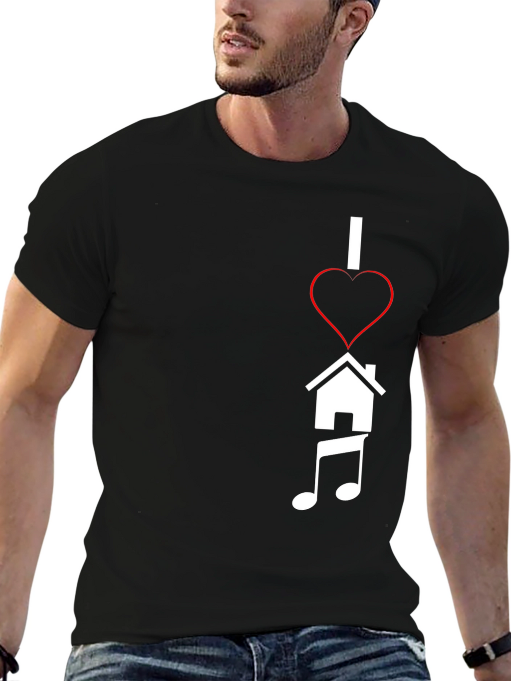 I Heart House Music Black Tee