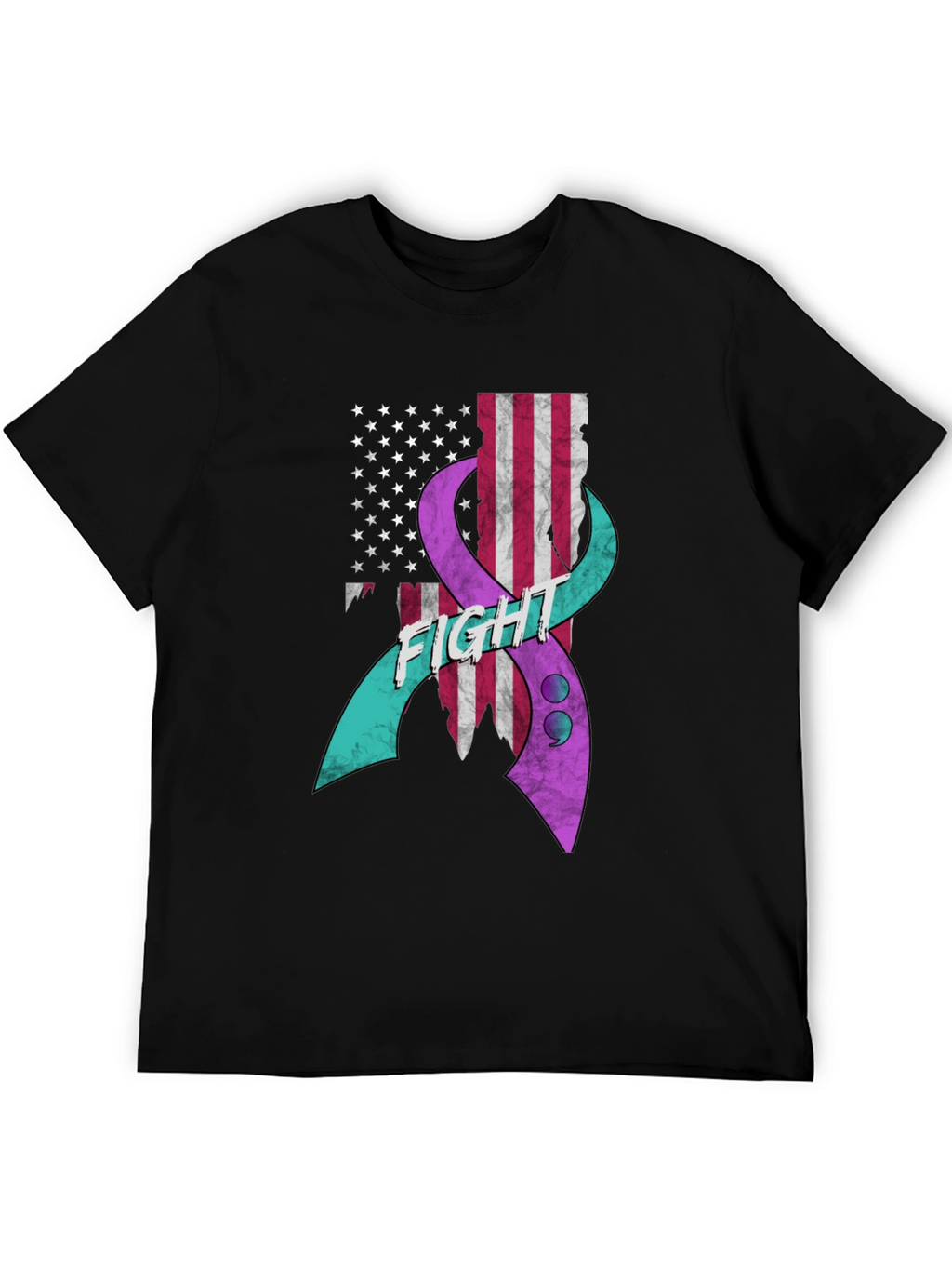 Fight Ribbon US Flag Graphic T-Shirt