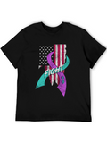 Fight Ribbon US Flag Graphic T-Shirt