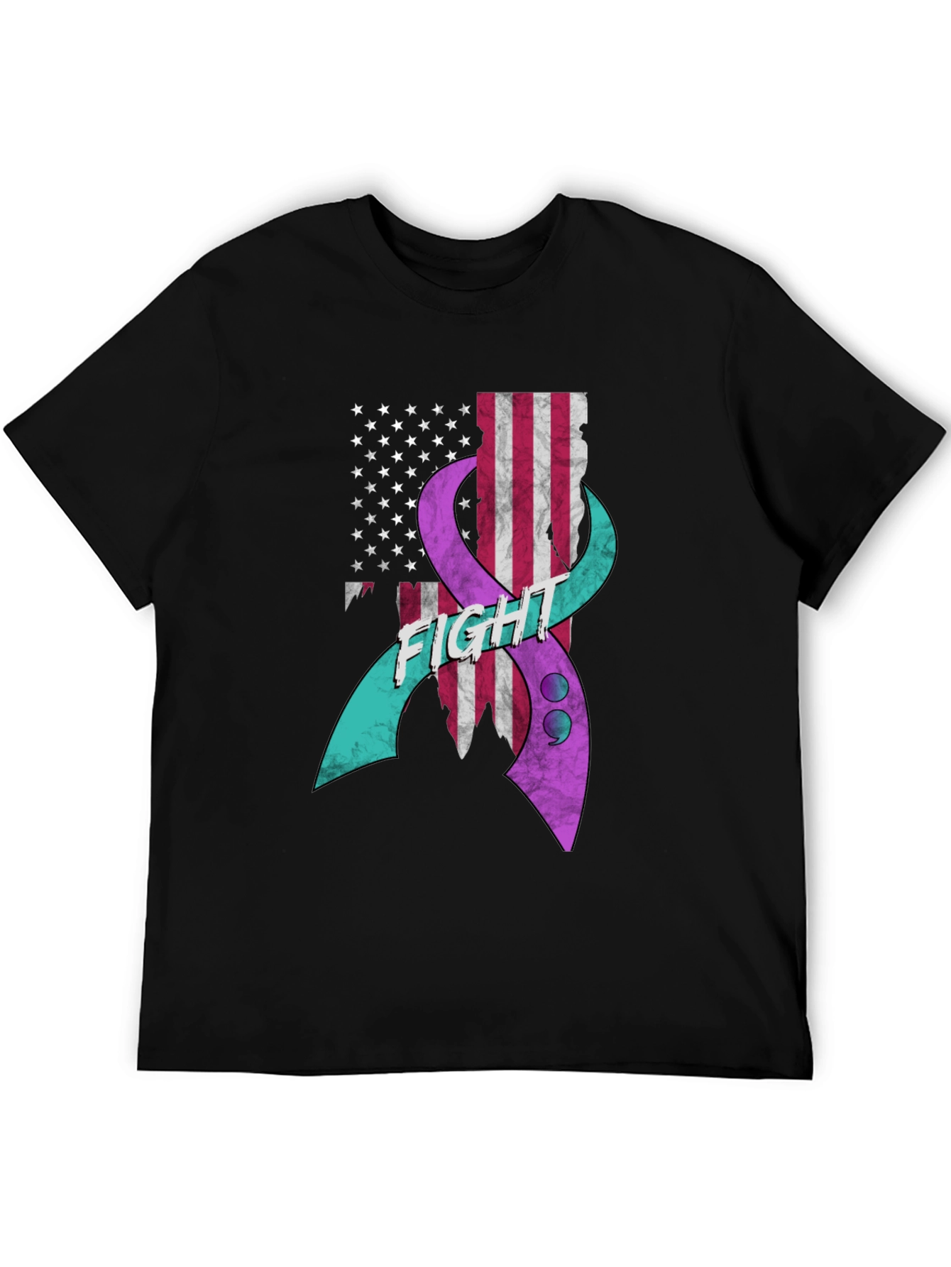 Fight Ribbon US Flag Graphic T-Shirt
