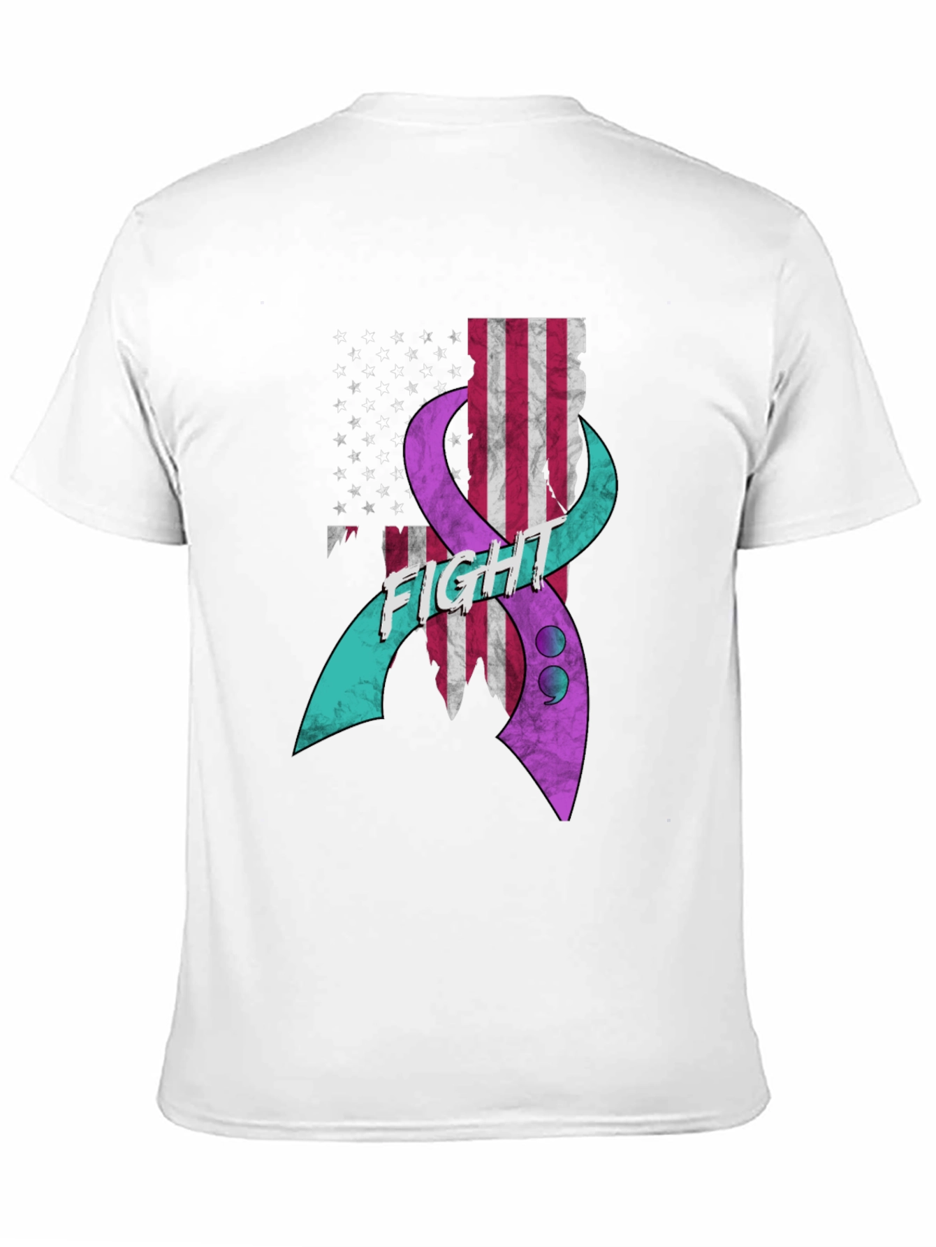 Fight Ribbon US Flag Graphic T-Shirt