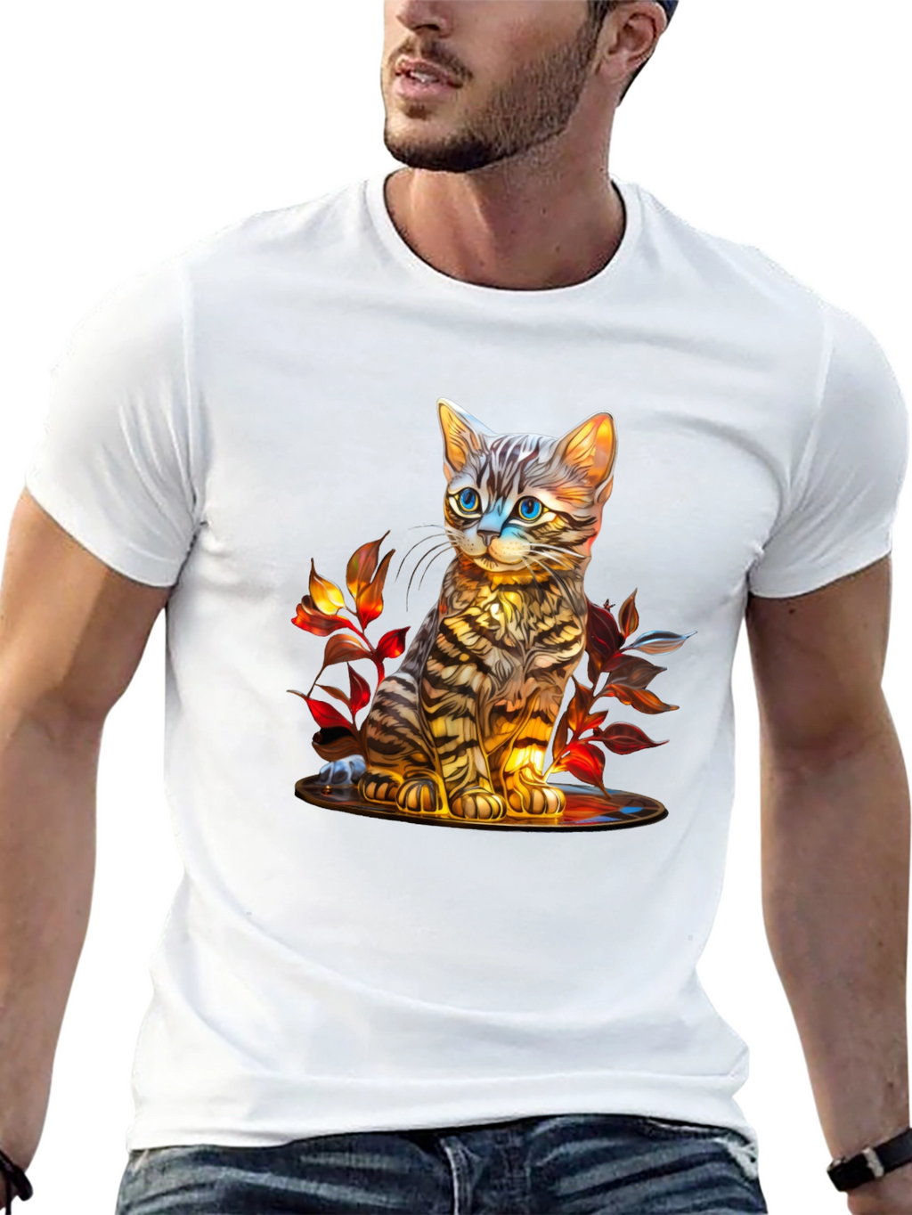 Whimsical Kitten Art T-Shirt - Soft Cotton Blend