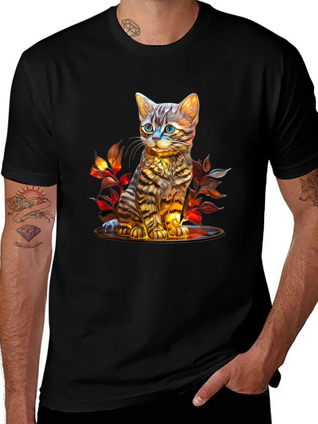 Whimsical Kitten Art T-Shirt - Soft Cotton Blend
