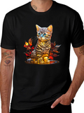 Whimsical Kitten Art T-Shirt - Soft Cotton Blend