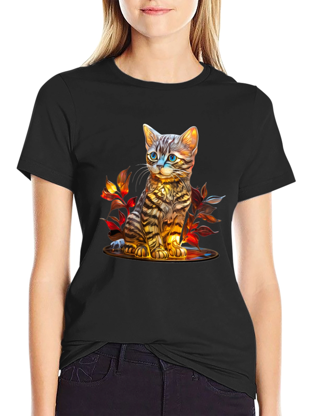 Whimsical Kitten Art T-Shirt - Soft Cotton Blend