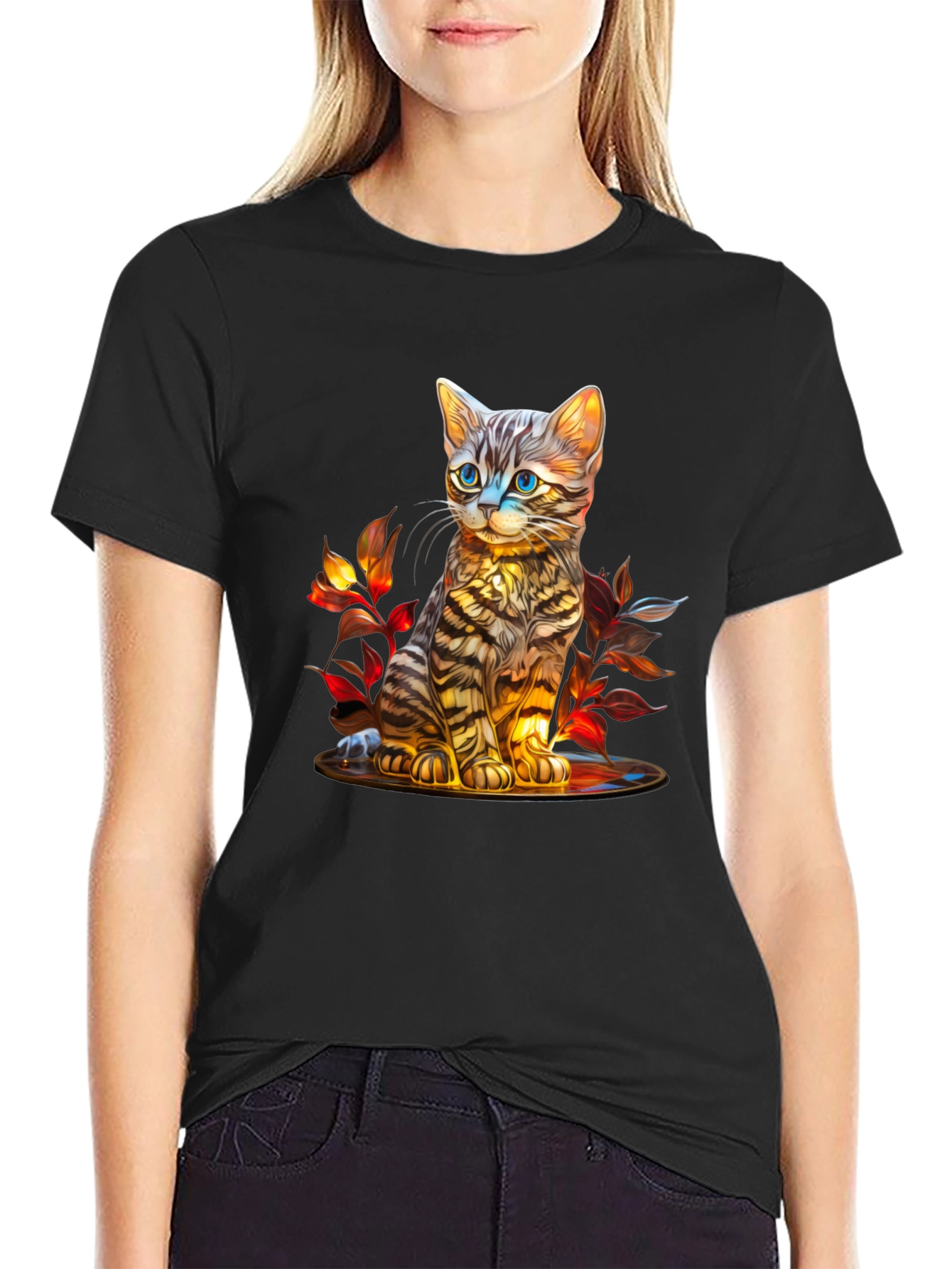 Whimsical Kitten Art T-Shirt - Soft Cotton Blend