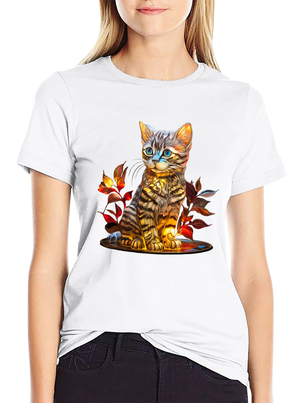 Whimsical Kitten Art T-Shirt - Soft Cotton Blend