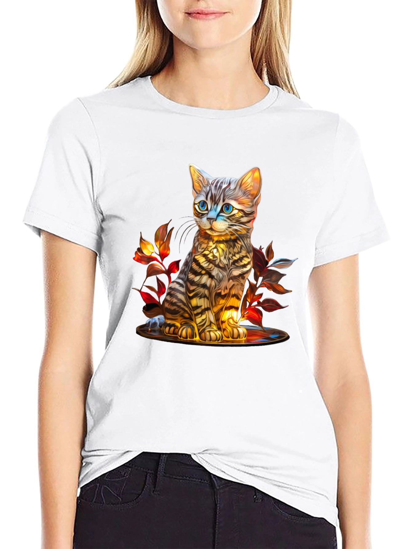 Whimsical Kitten Art T-Shirt - Soft Cotton Blend