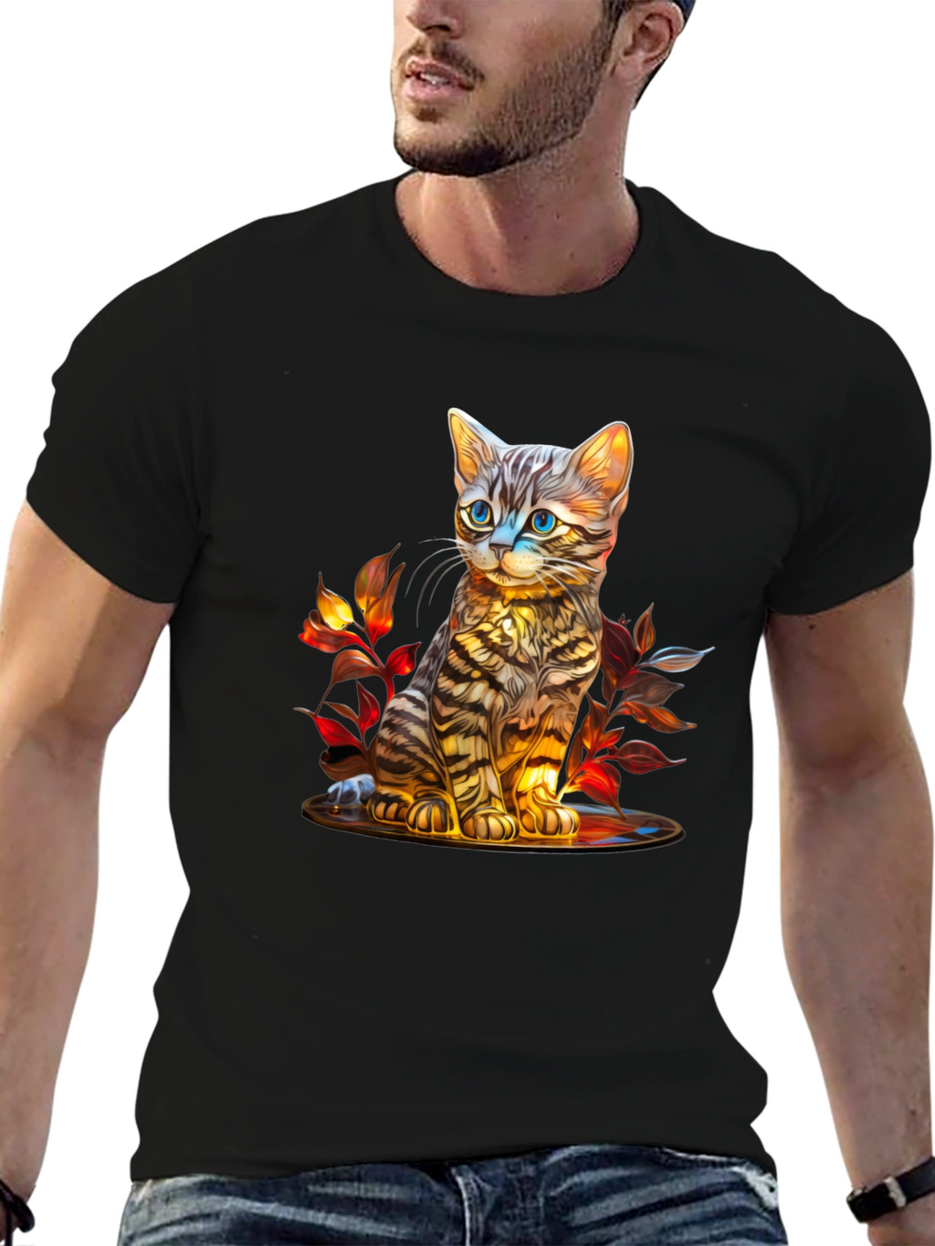 Whimsical Kitten Art T-Shirt - Soft Cotton Blend