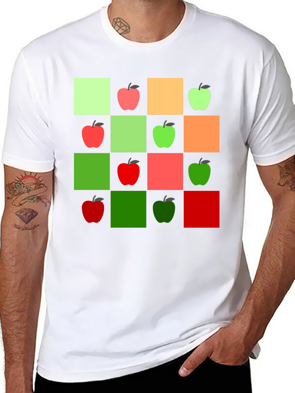 Geometric Apple Pattern T-Shirt