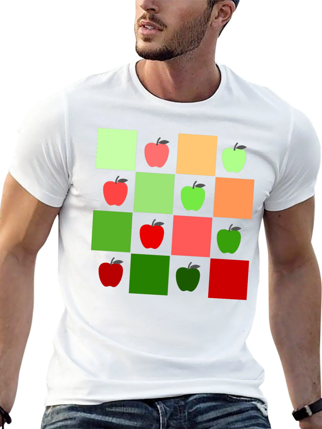 Geometric Apple Pattern T-Shirt