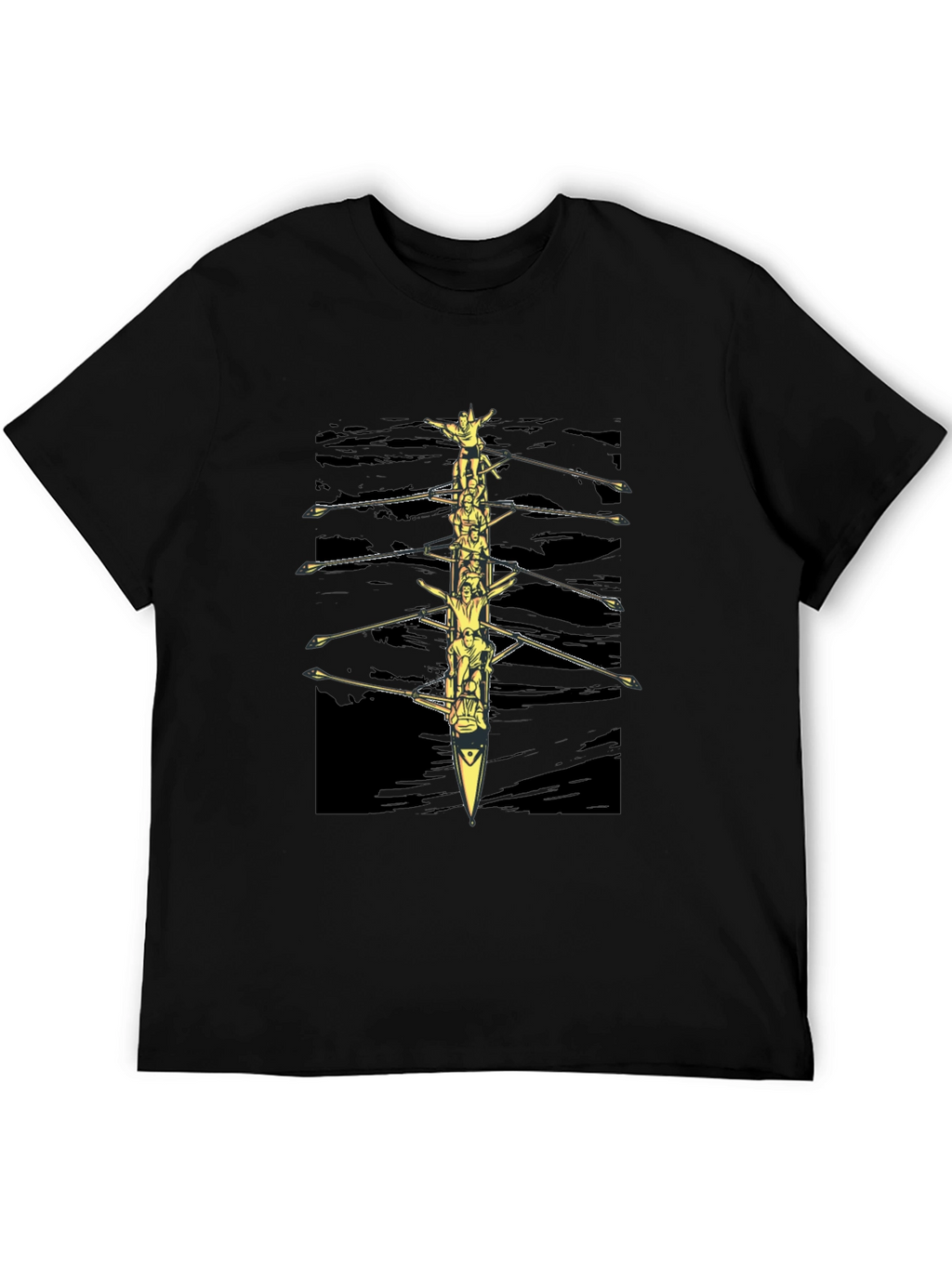 Rowing Team Graphic Tee - Black Crewneck T-Shirt